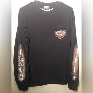Harley-Davidson Black and Brown Logo Long Sleeve Shirt ~ ST HYACINTHE QUEBEC~M